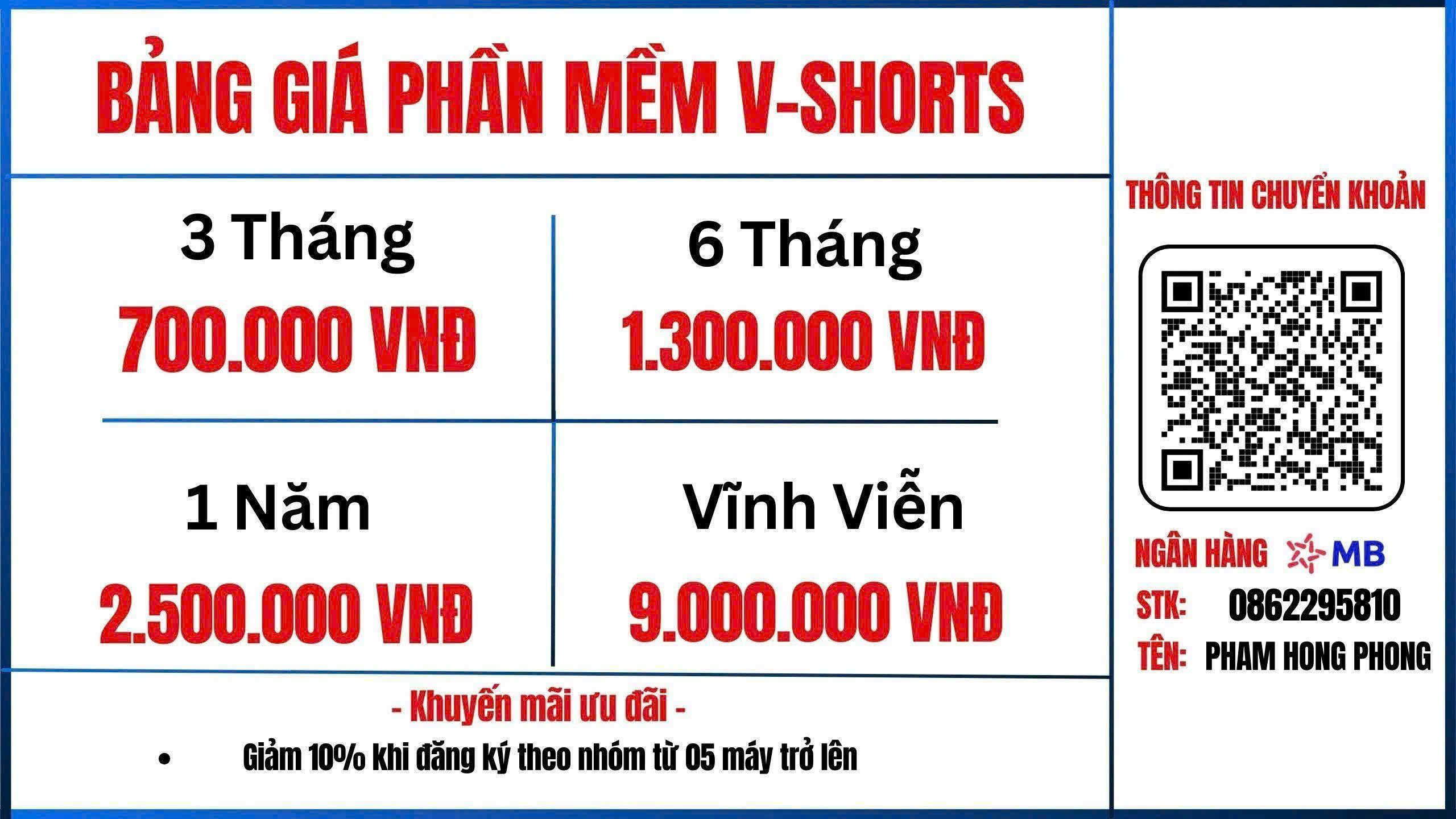 Bảng giá V-Shorts